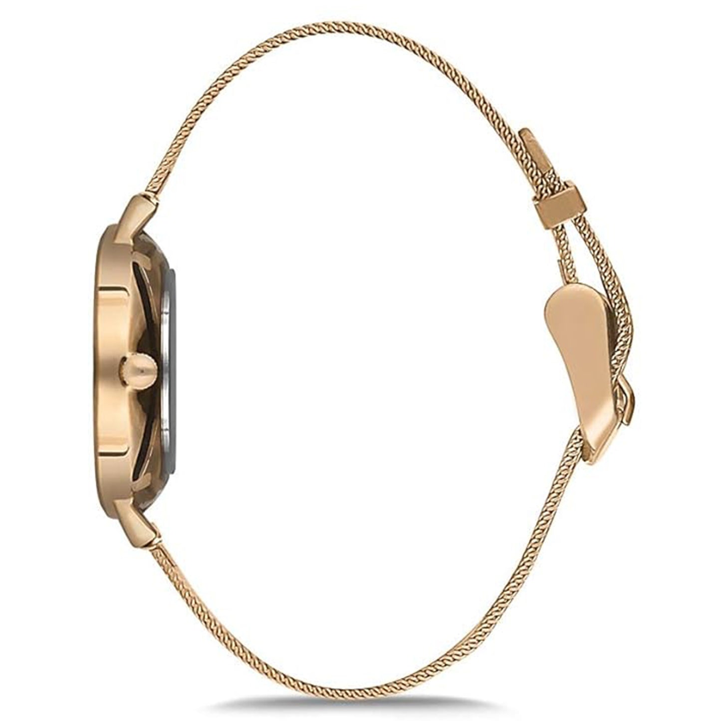 Omax White Dial Gold Stainless Steel Mesh Band Watch for Women 00FMB002Q008