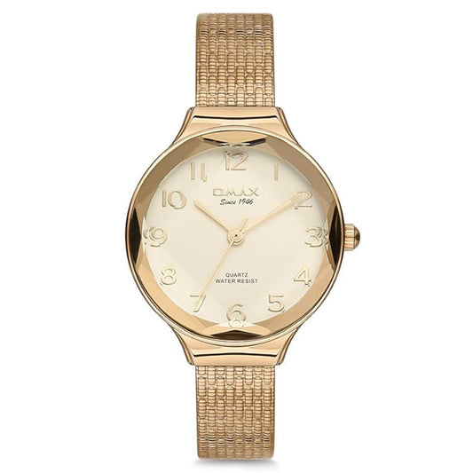 Omax Analog Champange Dial  Golden Steel Watch for Women-00FMB008Q001