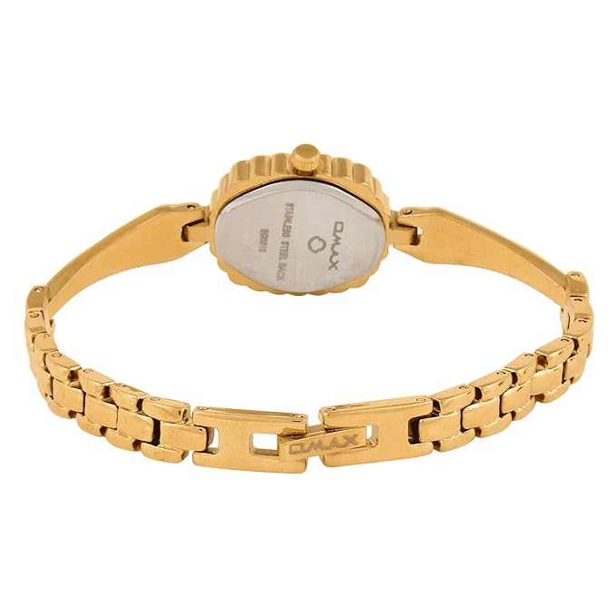 Omax Women's Golden Oval Dial Brass Chain Watch – 18mm Case, Quartz | BLS314Q001
