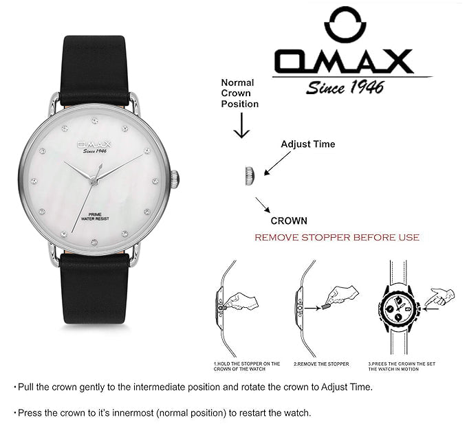 Omax Analog Silver Round Dial Black Leather Strap Women Watch - PM001P62I
