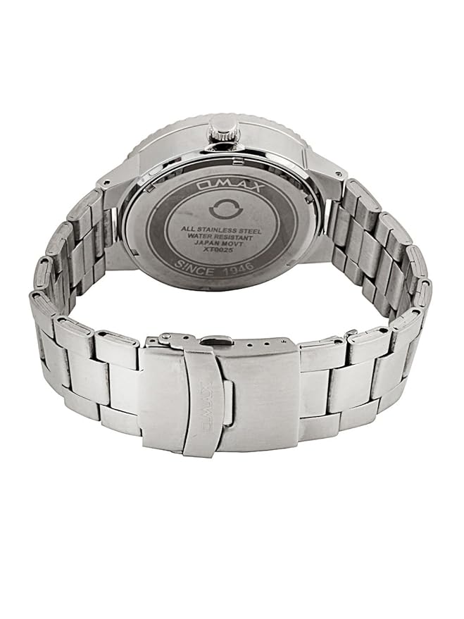 Omax Balck Dial Silver Stainless Steel Mens Watch SS198