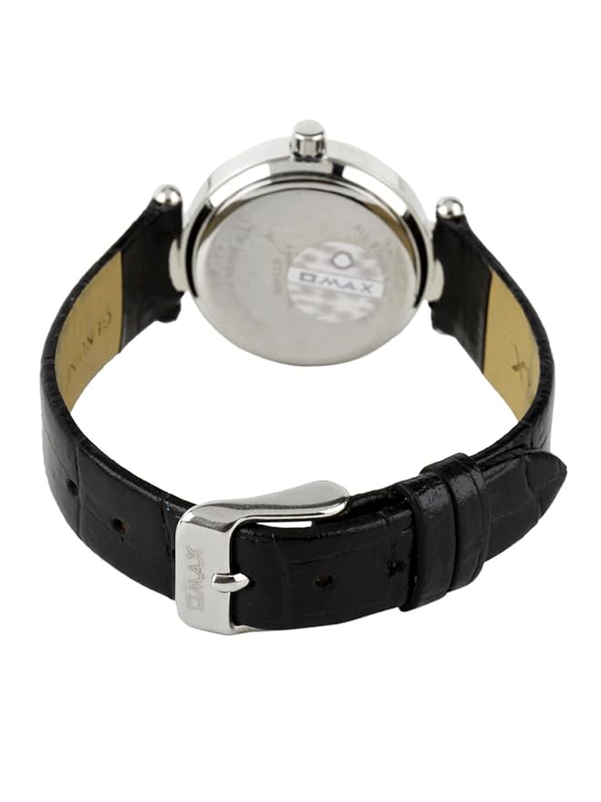 Omax White Dial Black Leather Strap analog Watch for Women-LS131
