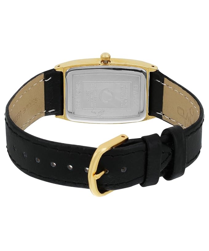 Omax Black Rectangle Dial with Genuine Leather Strap Date Display Watch for Men BGS175Q002
