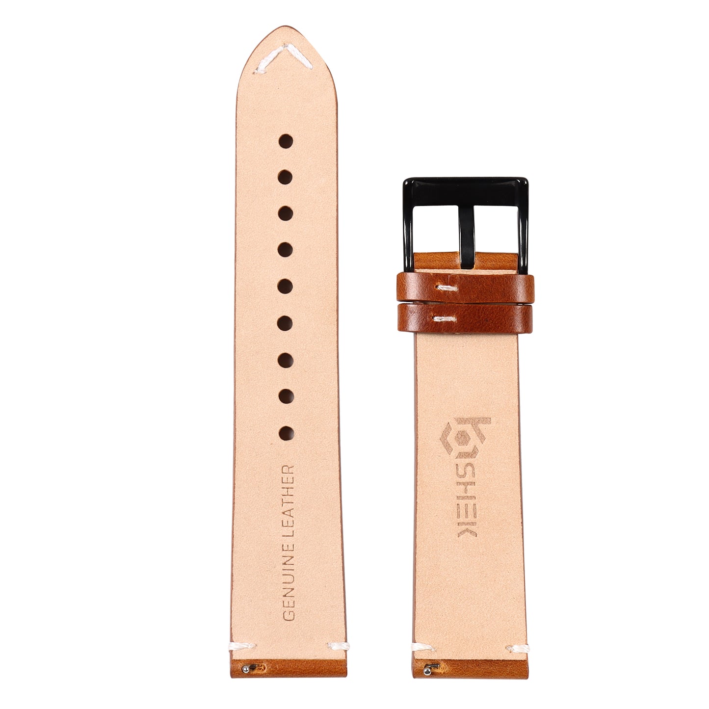 OMAX Genuine Leather Watch Strap Premium Oil Pullup Watch Strap for Quick Release and Self Changeable (Black Buckle)
