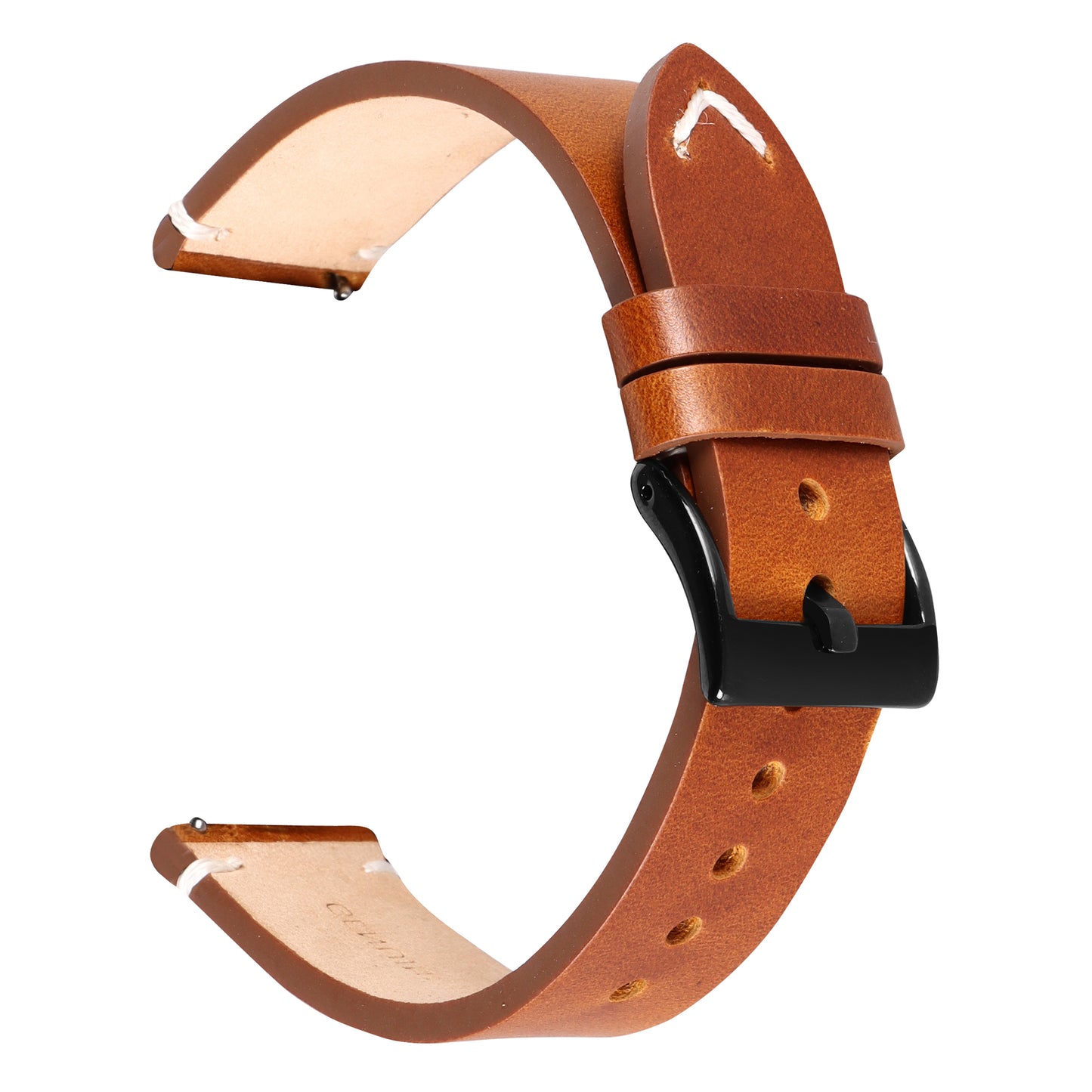 OMAX Genuine Leather Watch Strap Premium Oil Pullup Watch Strap for Quick Release and Self Changeable (Black Buckle)
