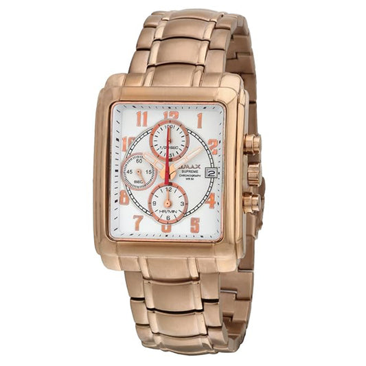 Omax Chronograph Rose Gold Stainless Steel Square Mens Watch CS138