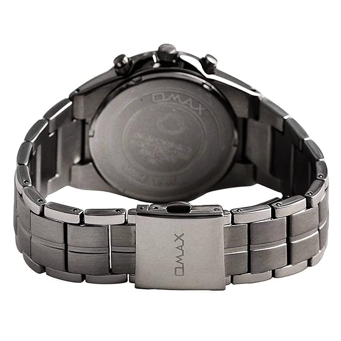 Omax Big Blue Dial Multifunction Strong Stainless Steel Silver Color Bracelet Chain Day Date and Month Heavy Duty Watch for men-SS601