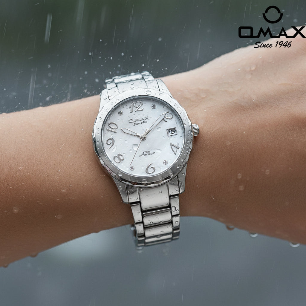 Omax Women's White Dial Silver Stainless Steel Watch – Unique Design, Quartz | LS189