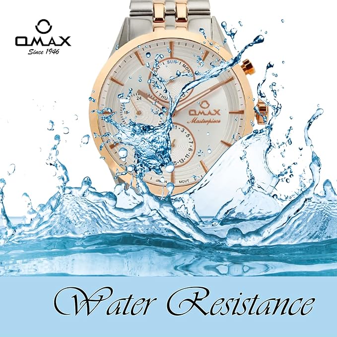OMAX Analog Multifunction White Dial Stainless Steel Two Tone bracelet Strap Men’s Watch - MG11C6CI