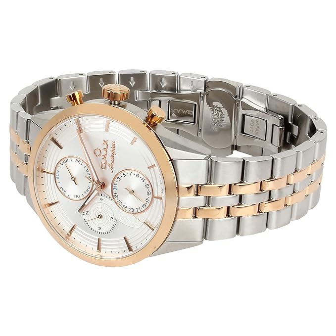 OMAX Analog Multifunction White Dial Stainless Steel Two Tone bracelet Strap Men’s Watch - MG11C6CI