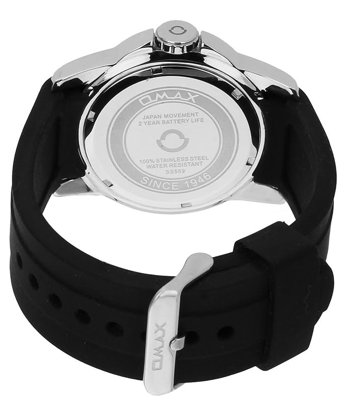 Omax Black Dial Rose Gold with Black Silicone Starp Watch for Men SS275