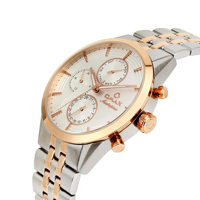 OMAX Analog Multifunction White Dial Stainless Steel Two Tone bracelet Strap Men’s Watch - MG11C6CI
