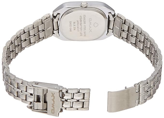 Omax Analog Black Rectangle Dial Stainless Steel Bracelet Style Strap Watch for Women BLS214V002