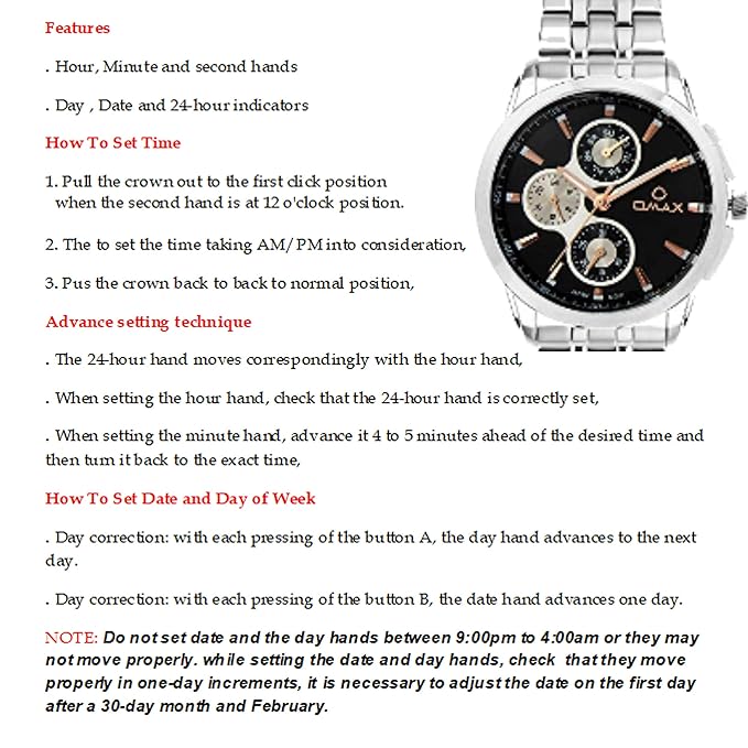 Omax Black Multifunction Silver Stainless Steel Mens Watch MG19P26I