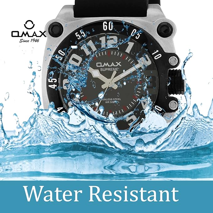 Omax Black Dial with Black Slicone Sporty Strap Watch for Men-SS272