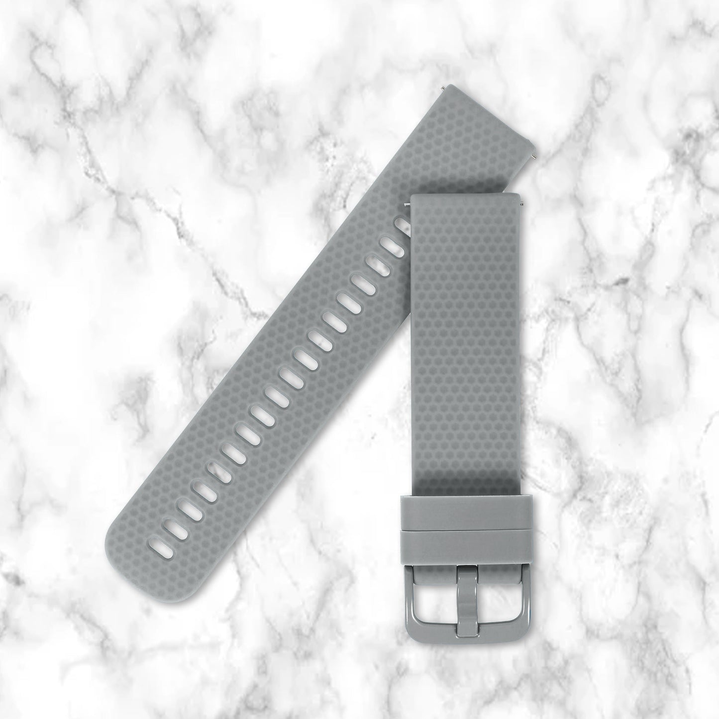 Omax 22 MM Grey Ribbed Premium Grade, super flexible, Textured and smooth silicon watch strap and band compatible with All smart, digital and analog watches FSS08-GY-22-GY