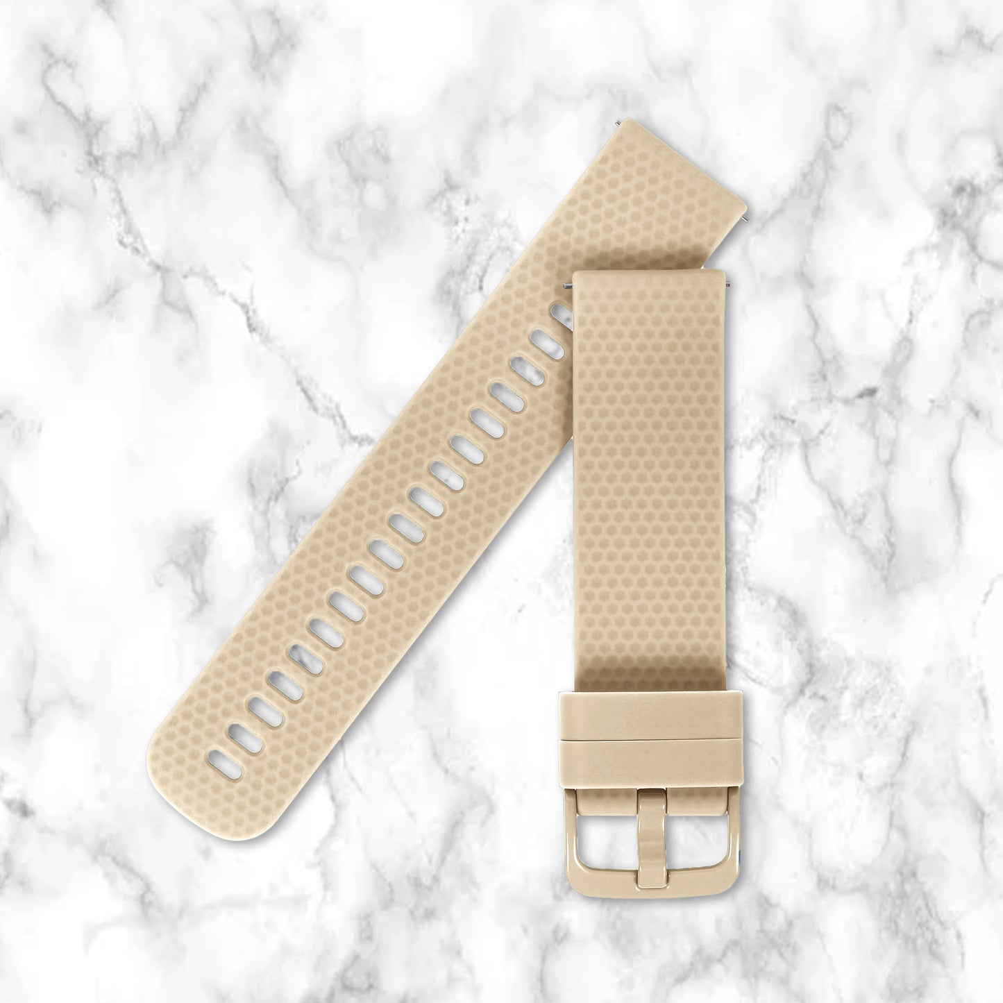 Omax 22 MM Beige Ribbed Premium Grade, super flexible, Textured and smooth silicon watch strap and band compatible with All smart, digital and analog watches FSS08-BE-22-BE