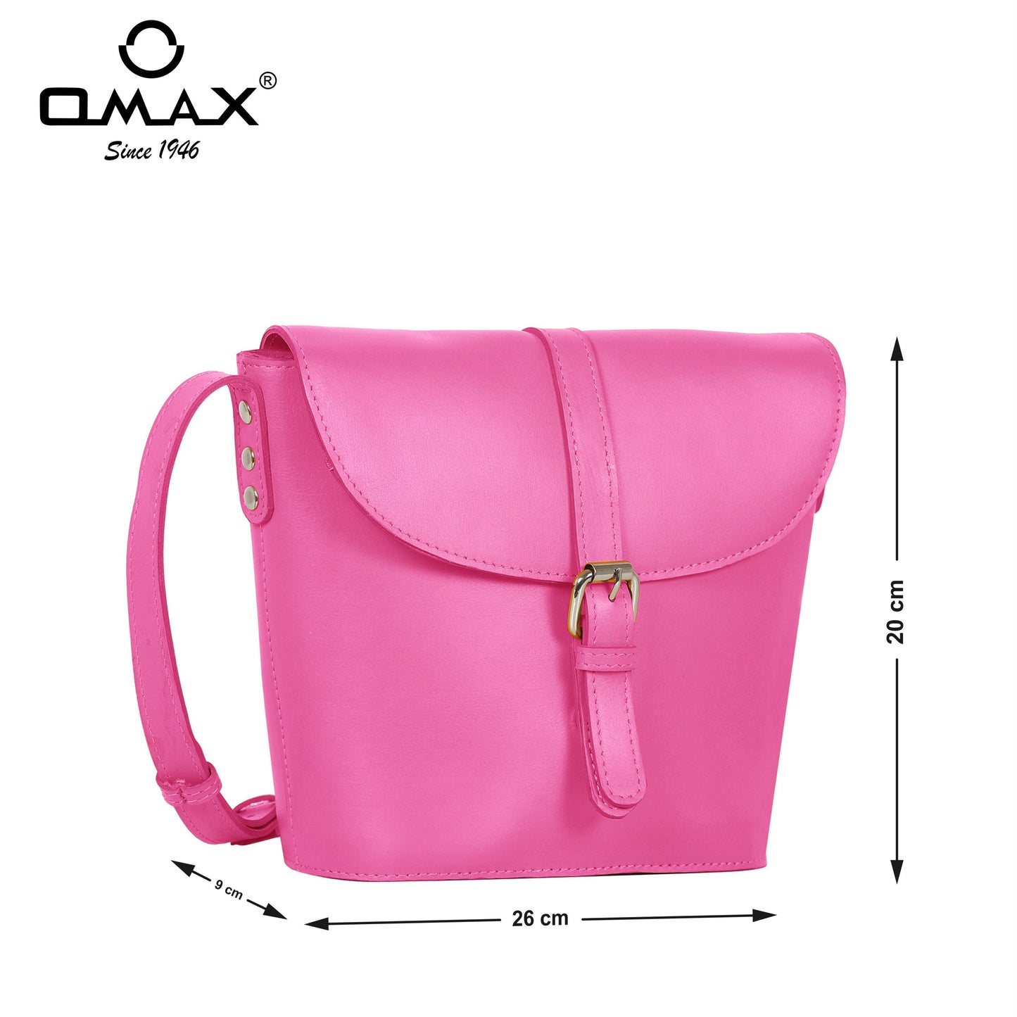 Omax Pink Color Genuine Leather Mini Sling Handbag for Women FL54