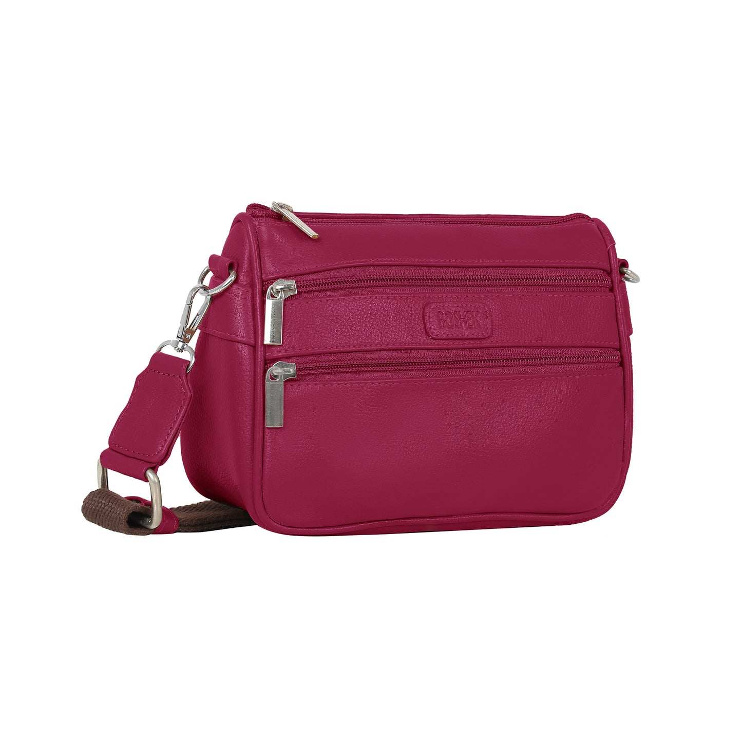 Boshek Maroon Color Genuine Leather Mini Sling Cross Body Bag FL65
