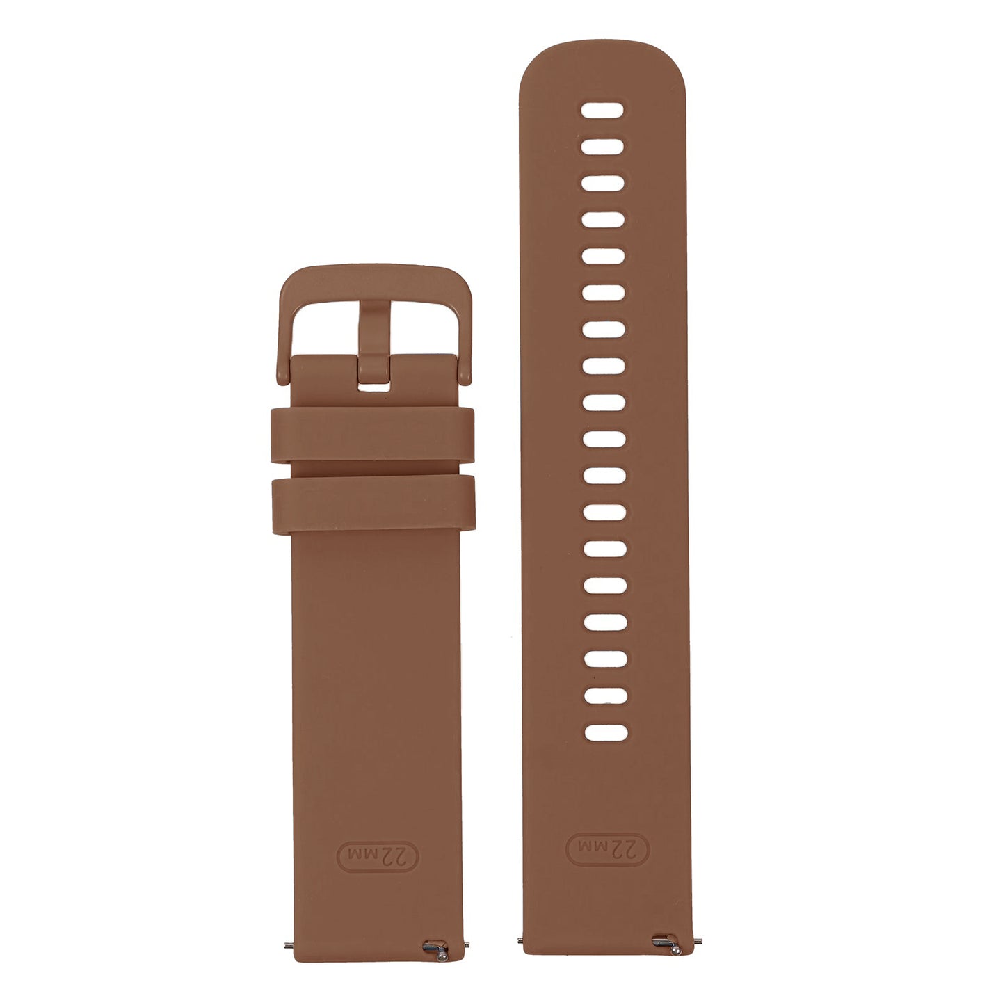 Omax 22 MM Brown Ribbed Premium Grade, super flexible, Textured and smooth silicon watch strap and band compatible with All smart, digital and analog watches FSS08-BR-22-BR
