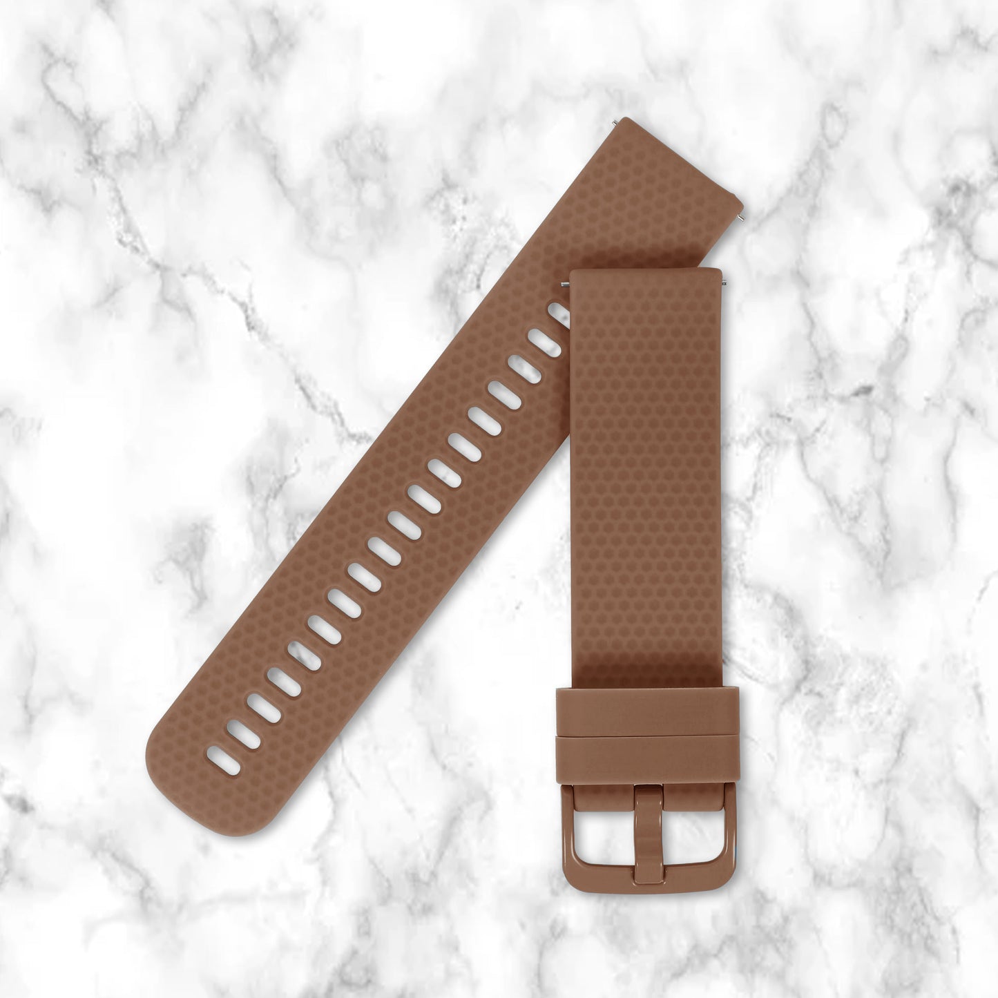 Omax 22 MM Brown Ribbed Premium Grade, super flexible, Textured and smooth silicon watch strap and band compatible with All smart, digital and analog watches FSS08-BR-22-BR