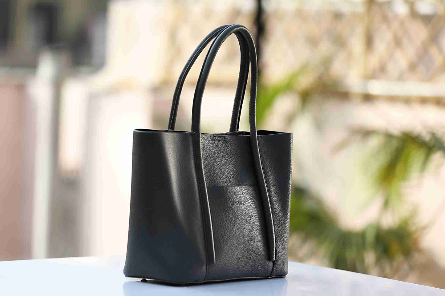 Black Handbag for Women with Matching Pouch – OMAX OMB-403 PU Leather Tote Bag - detail view 7
