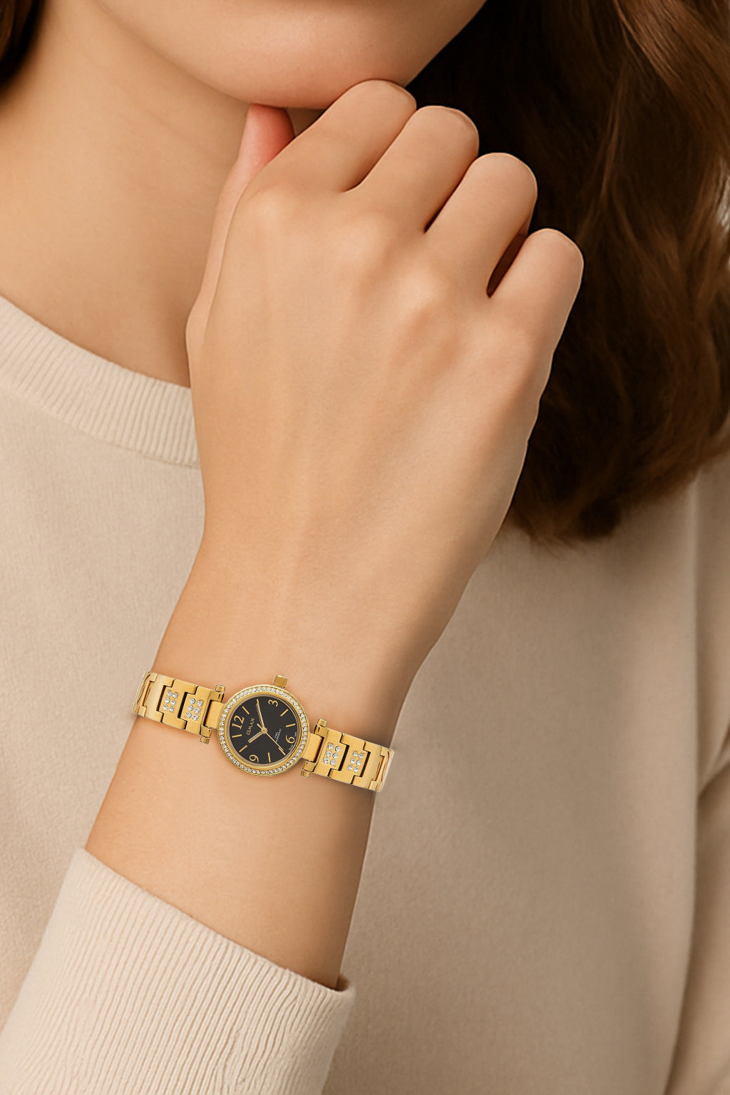 Omax Women's Black Dial Golden Stainless Steel Strap Watch - Elegant and Timeless LS284