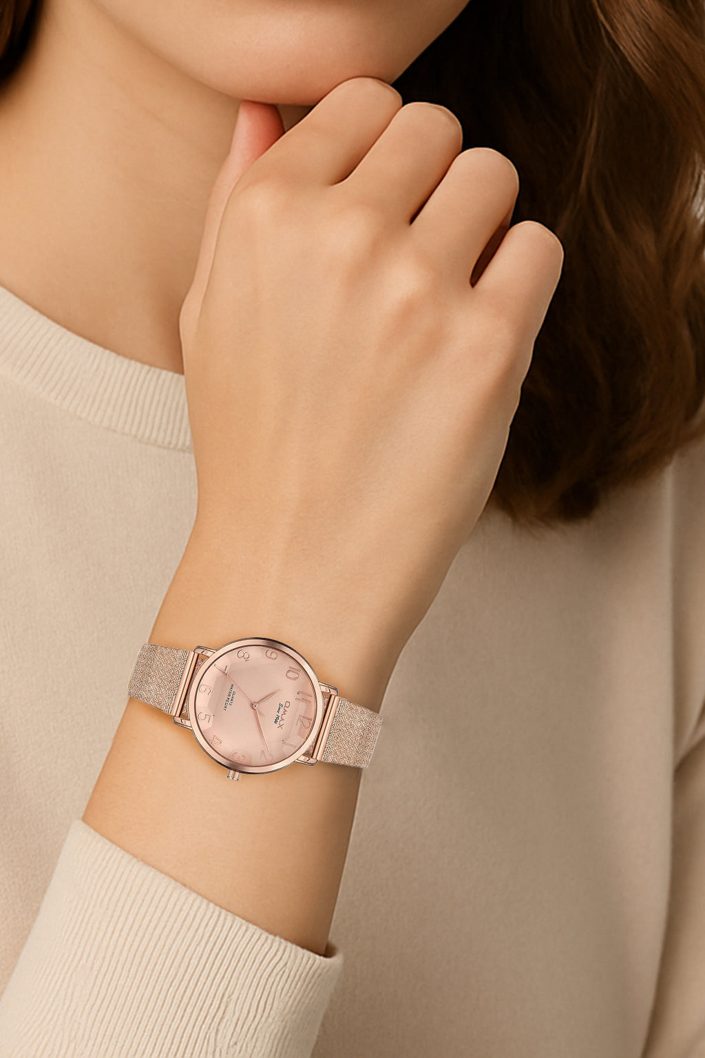 Omax Rose Gold Stainless Steel Watch for Women 00FMB010600F