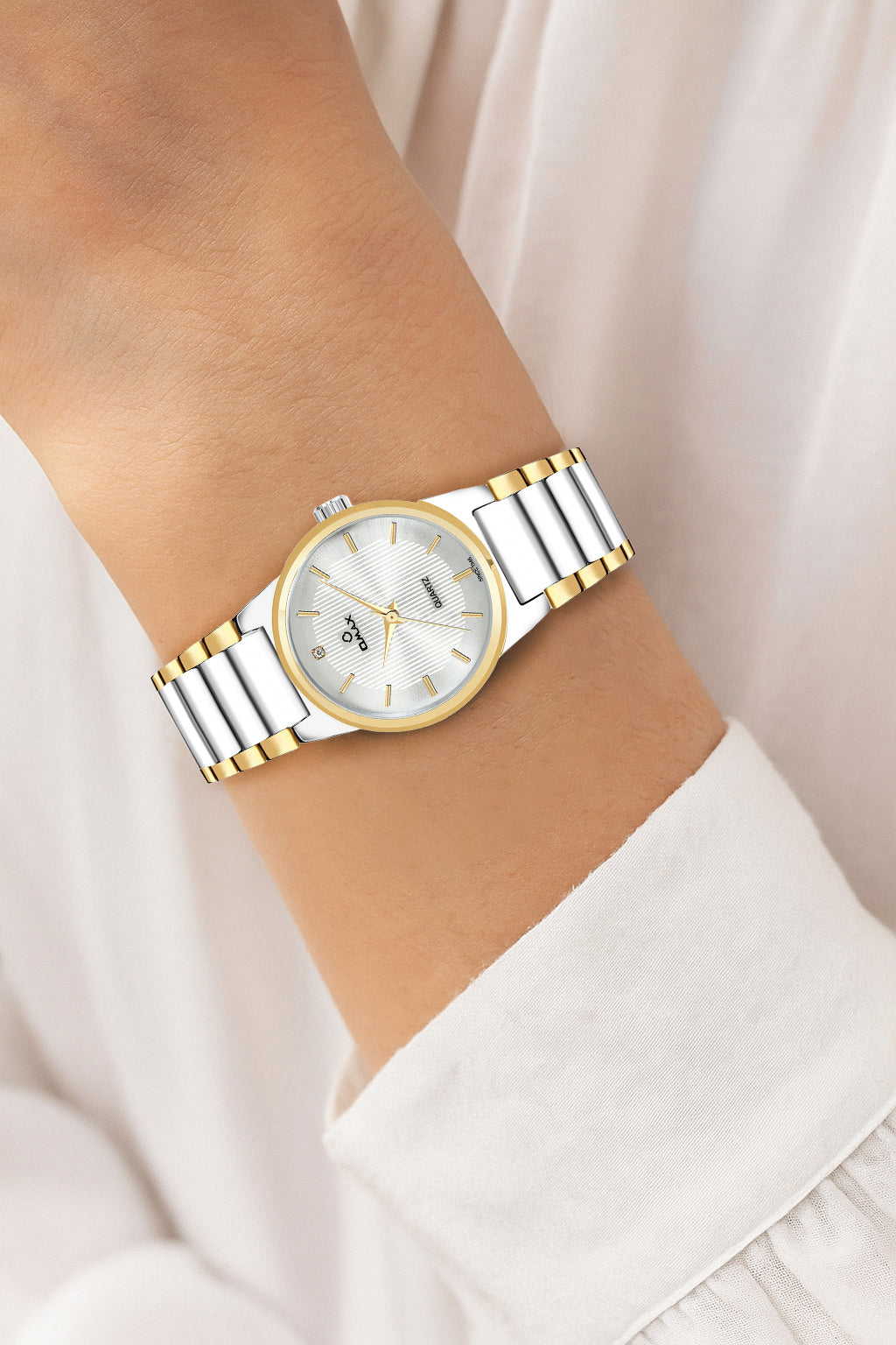 Omax White Dial , Gold and Silver Steel Watch for Women BLS2526