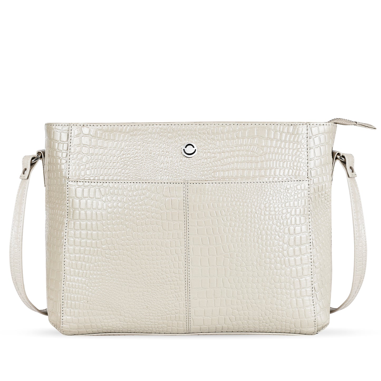 Omax Beige Genuine Leather Croco Stylish Shoulder, Laptop Handbag for Women LTHRL3