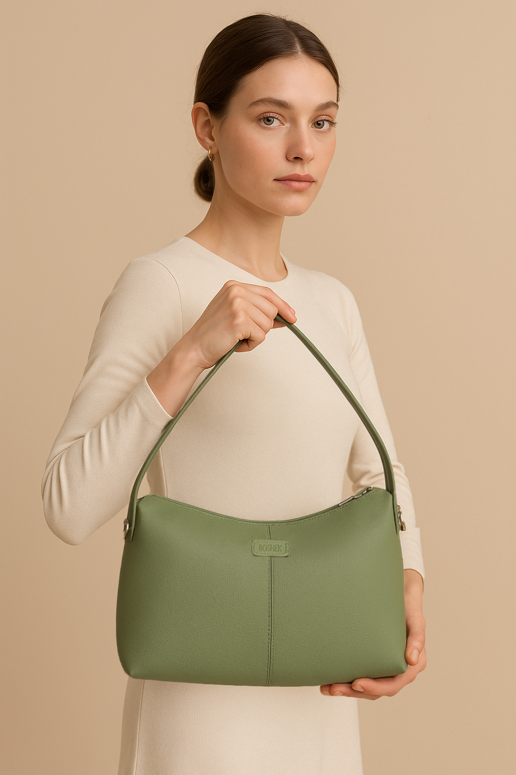 Boshek Full-Grain Natural Leather Shoulder Handbag Bag-FL40
