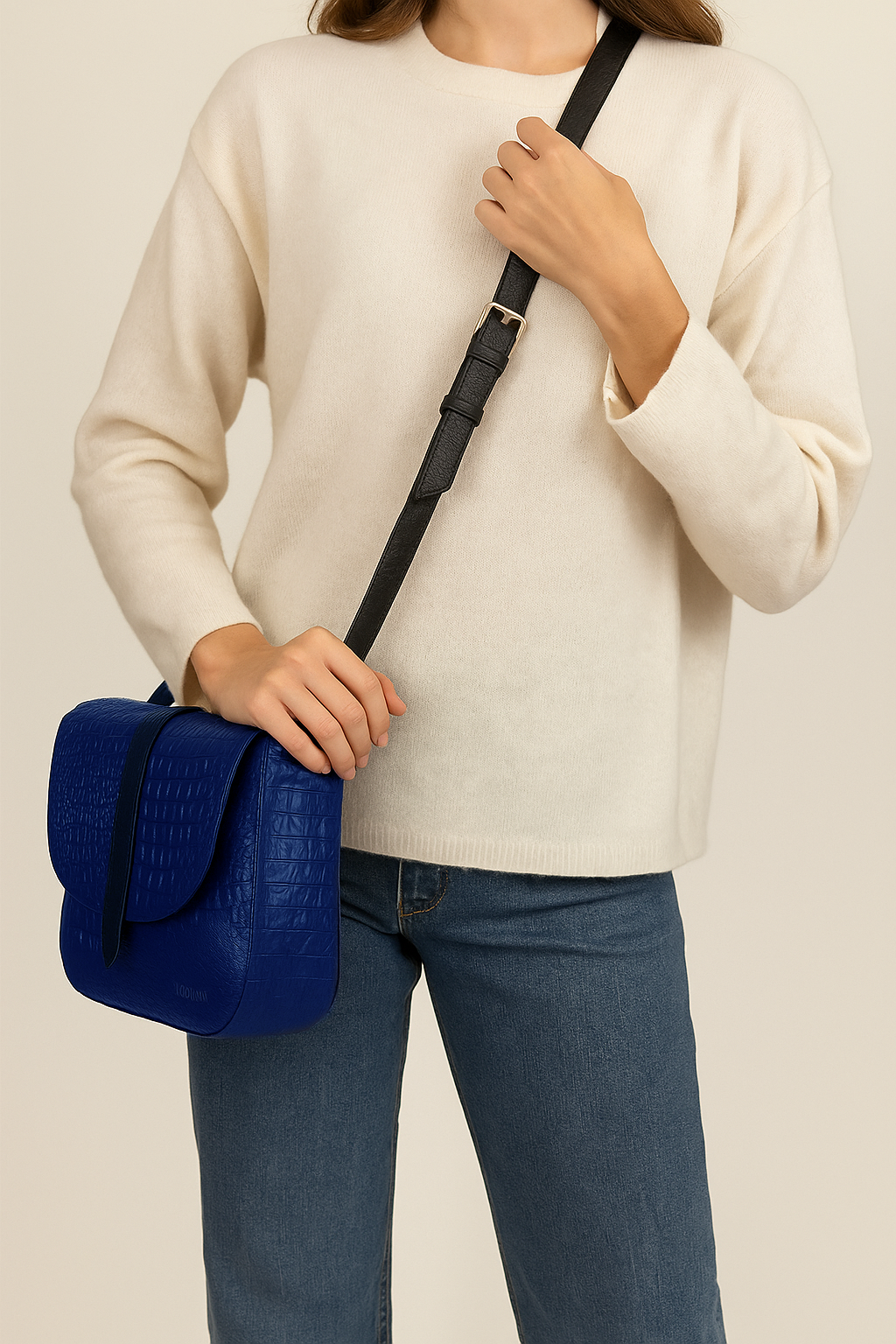 Omax Blue Alligator Print Real Leather Ladies Sling Bag-FL66
