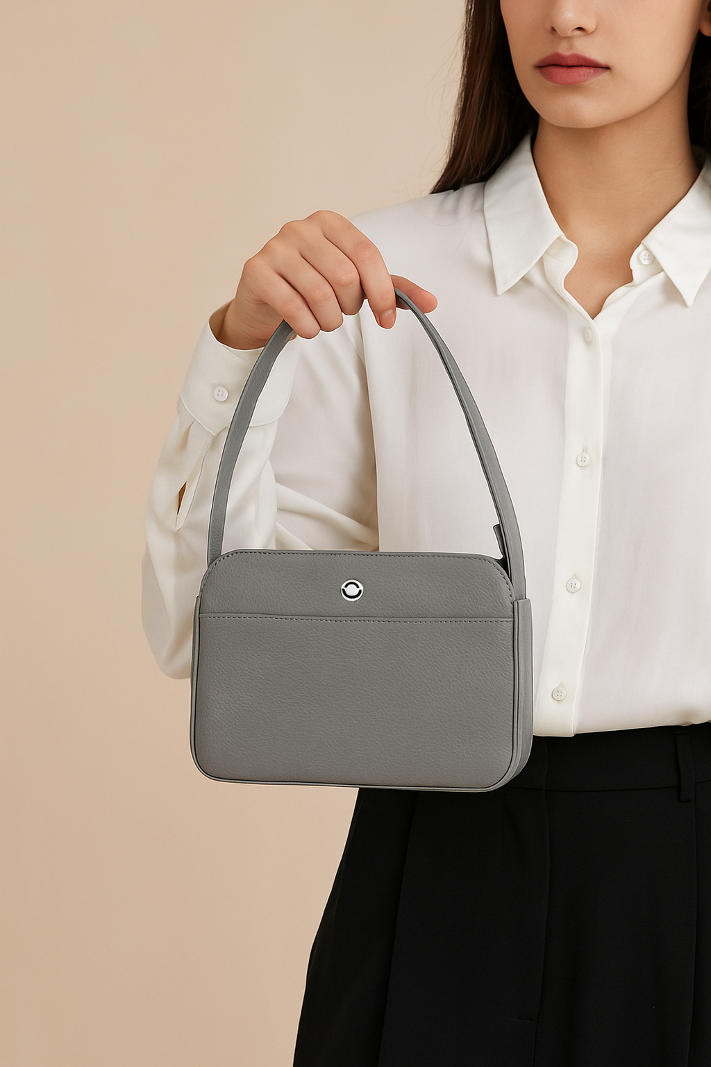 Omax Grey Color Genuine Leather Mini Satchel Handbag for Women FL21