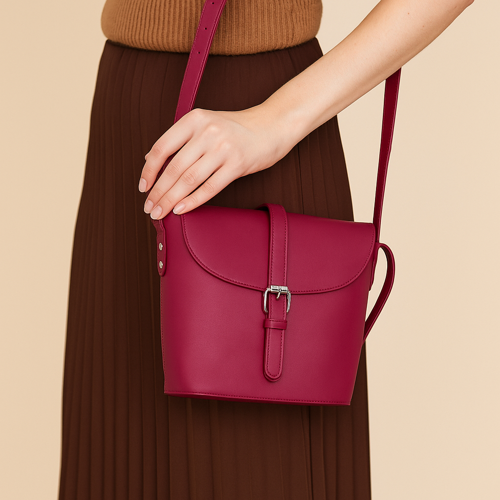 Omax Maroon Color Genuine Leather Sling Handbag for Women FL54