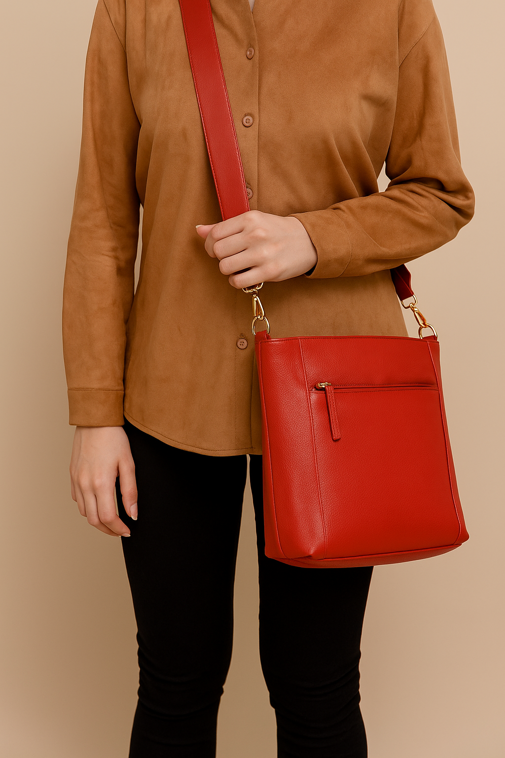 Omax Red Soft Genuine Leather with Premium Accessories Handbags & Shoulder Bags for Women LTHRL2
