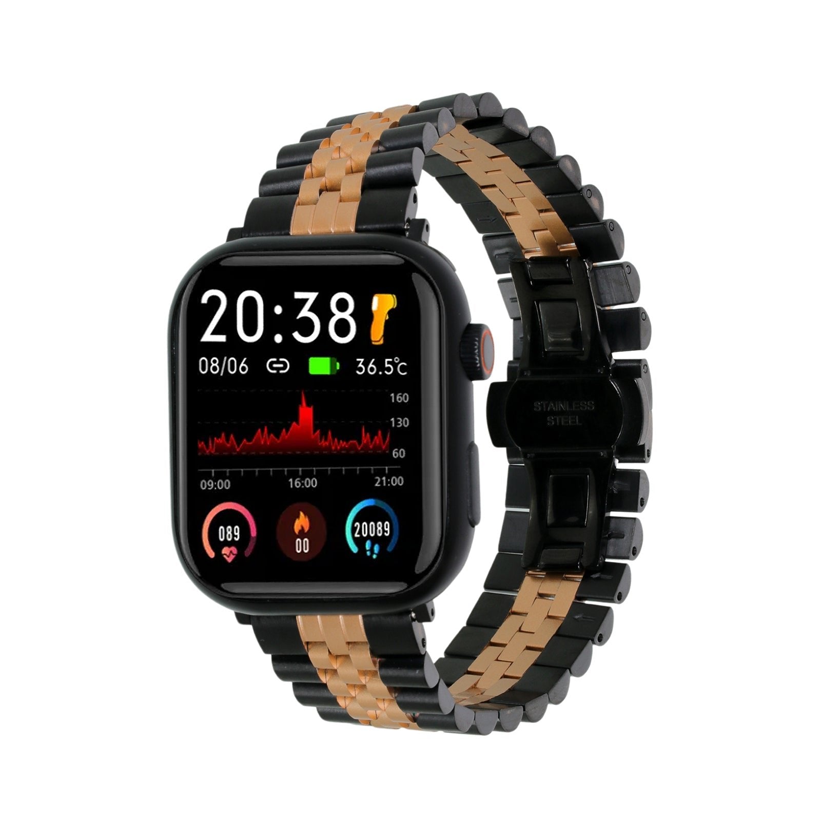 Omax Premium Quality Stainless Steel two tone coloured Watch Strap Compatible for Slim Apple Watch 41mm 40mm 38mm, Snake Apple Watch Strap for iWatch