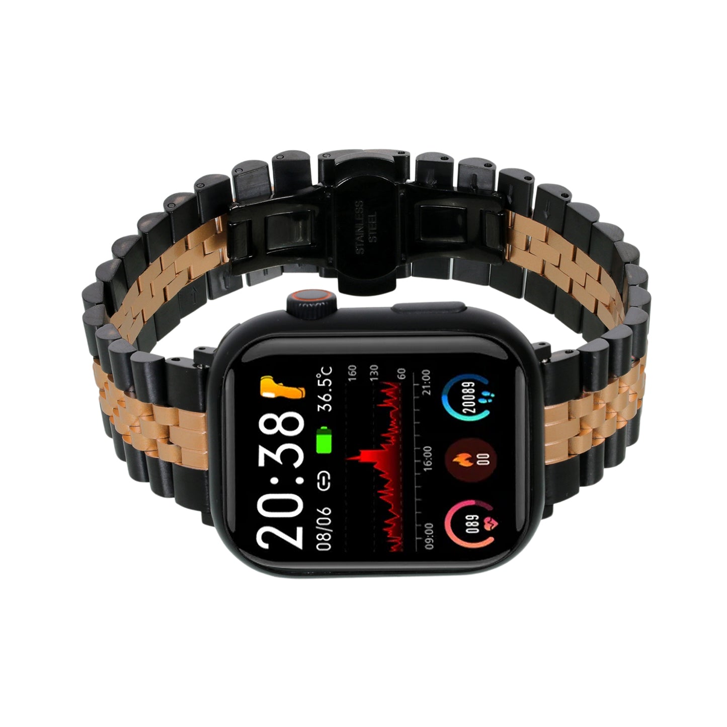 Omax Premium Quality Stainless Steel two tone coloured Watch Strap Compatible for Slim Apple Watch 41mm 40mm 38mm, Snake Apple Watch Strap for iWatch SE SE2 9 8 7 6 5 4 3 2 1, 41mm 40mm 38mm FMS103
