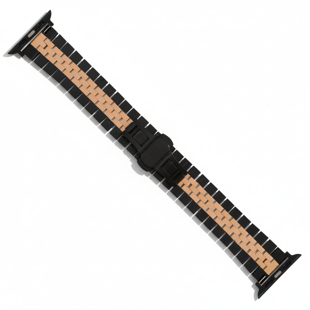 Omax FMS103 Black & Rose Gold Two-Tone Stainless Steel Apple Watch Strap – 38mm 40mm 41mm