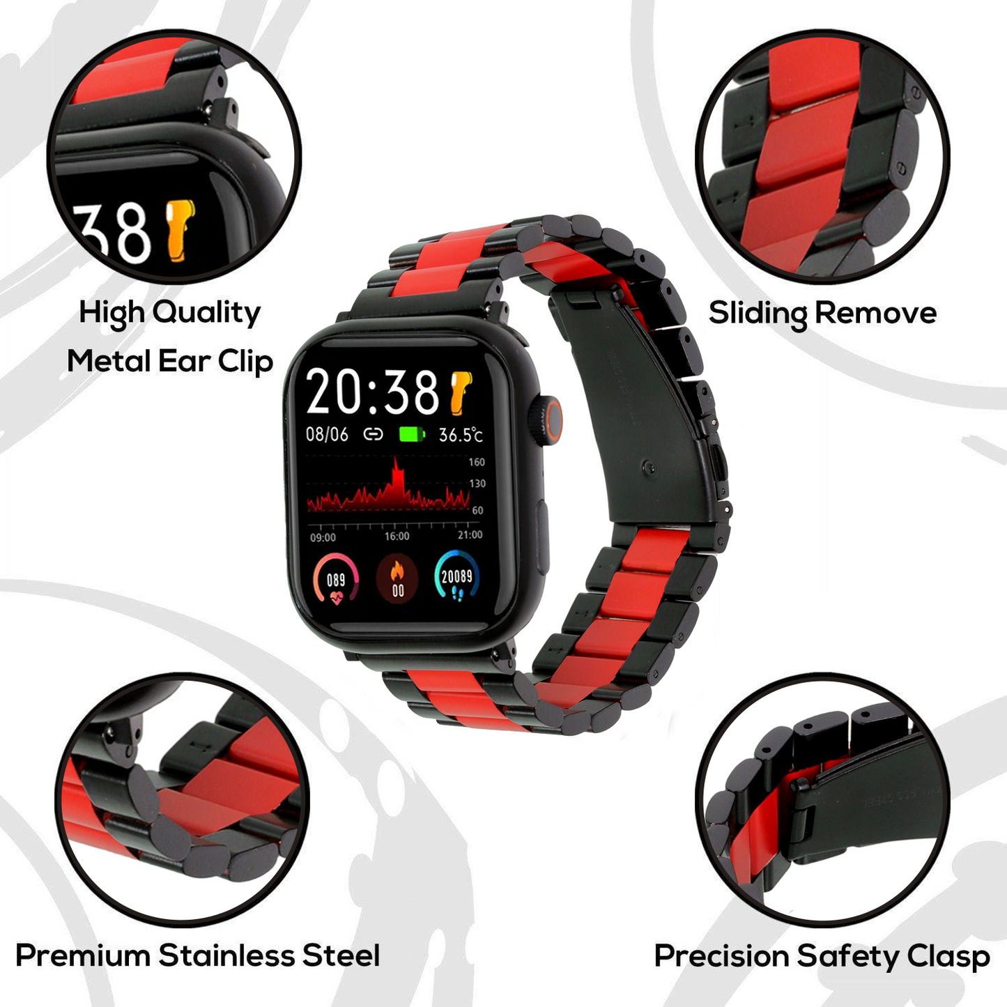 Omax Premium Quality Stainless Steel two tone coloured Watch Strap Compatible for Slim Apple Watch 41mm 40mm 38mm, Snake Apple Watch Strap for iWatch SE SE2 9 8 7 6 5 4 3 2 1, 41mm 40mm 38mm FMS101