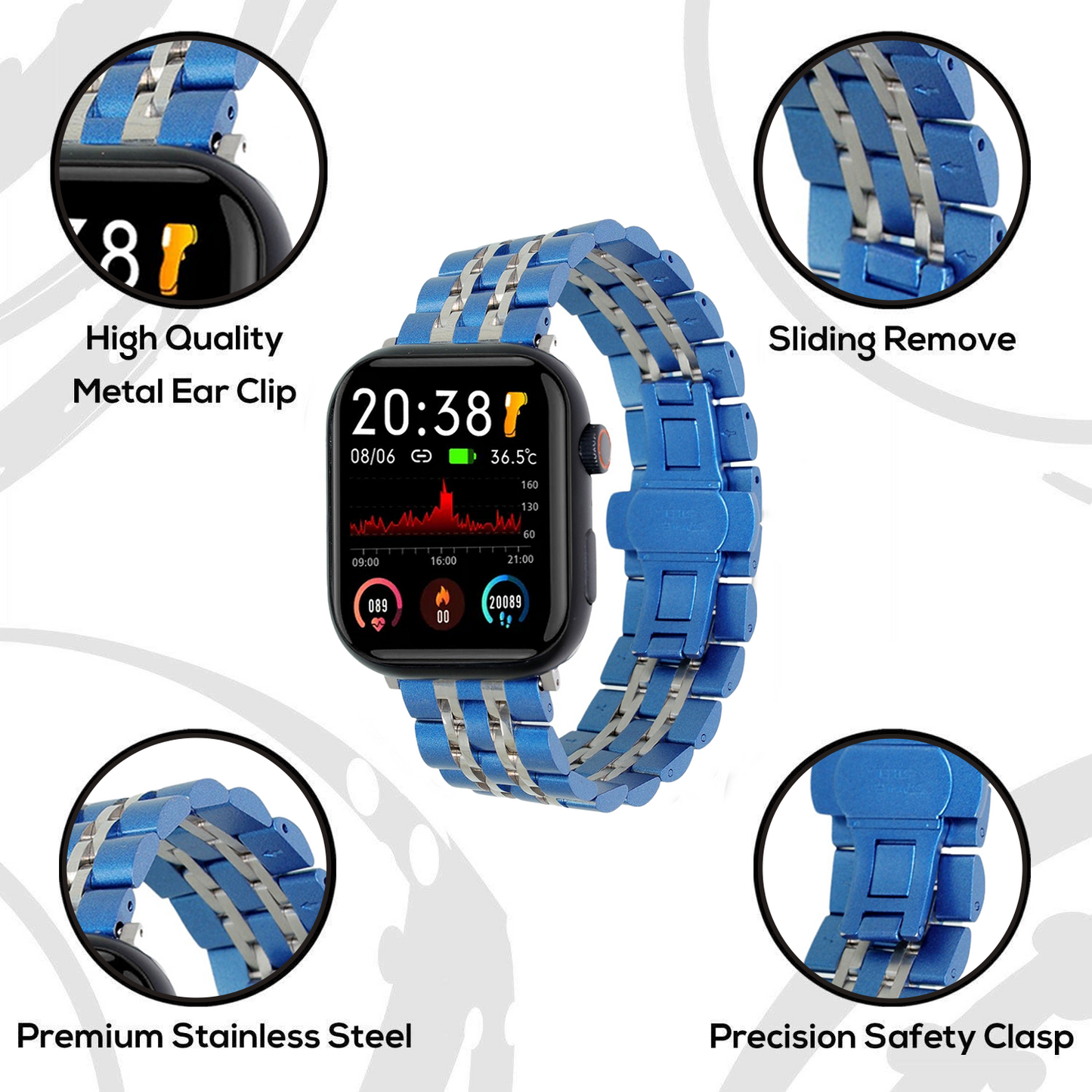 Omax Premium Quality Stainless Steel two tone coloured Watch Strap Compatible for Slim Apple Watch 41mm 40mm 38mm, Snake Apple Watch Strap for iWatch SE SE2 9 8 7 6 5 4 3 2 1, 41mm 40mm 38mm FMS102
