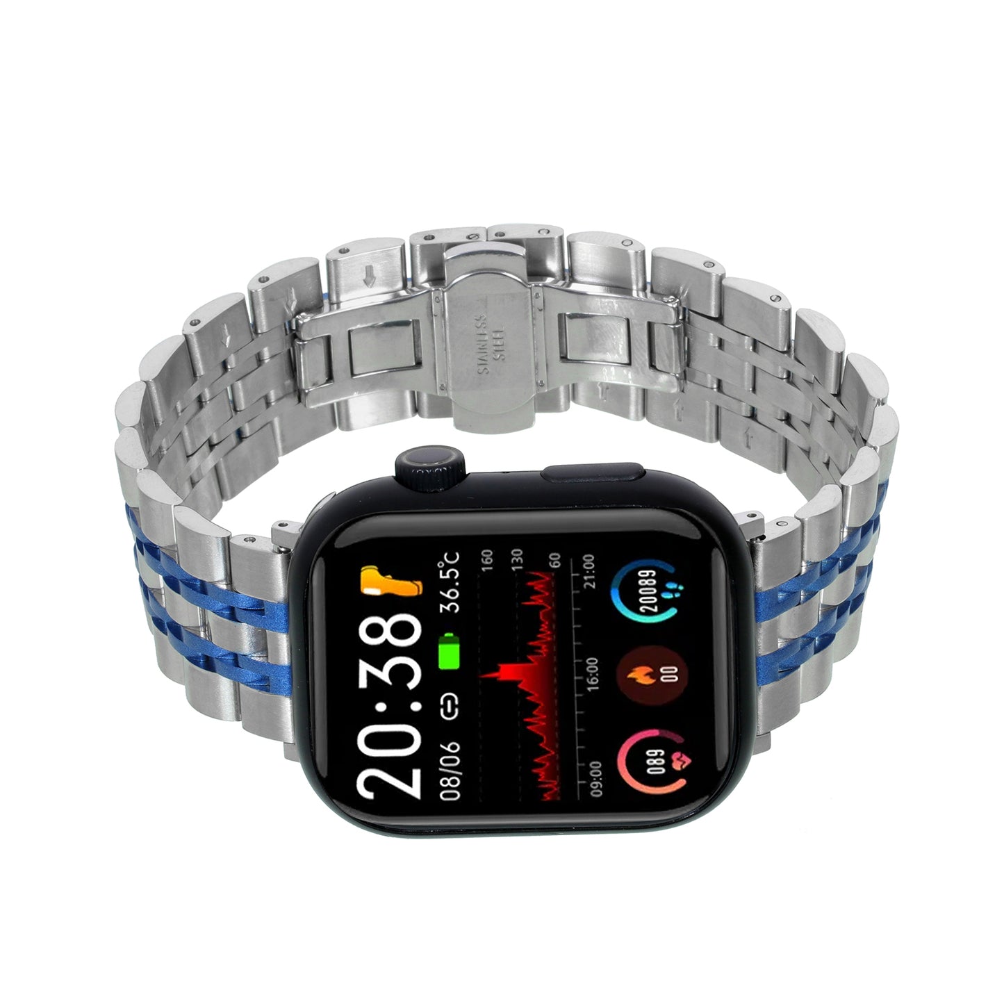 Omax Stainless Steel Metal Chain Bands Compatible with Apple Watch Band Ultra 2 49mm 45mm 44mm 42mm for iWatch Bands Ultra Series 9 8 7 6 5 4 3 2 1 SE SE2 FMS104