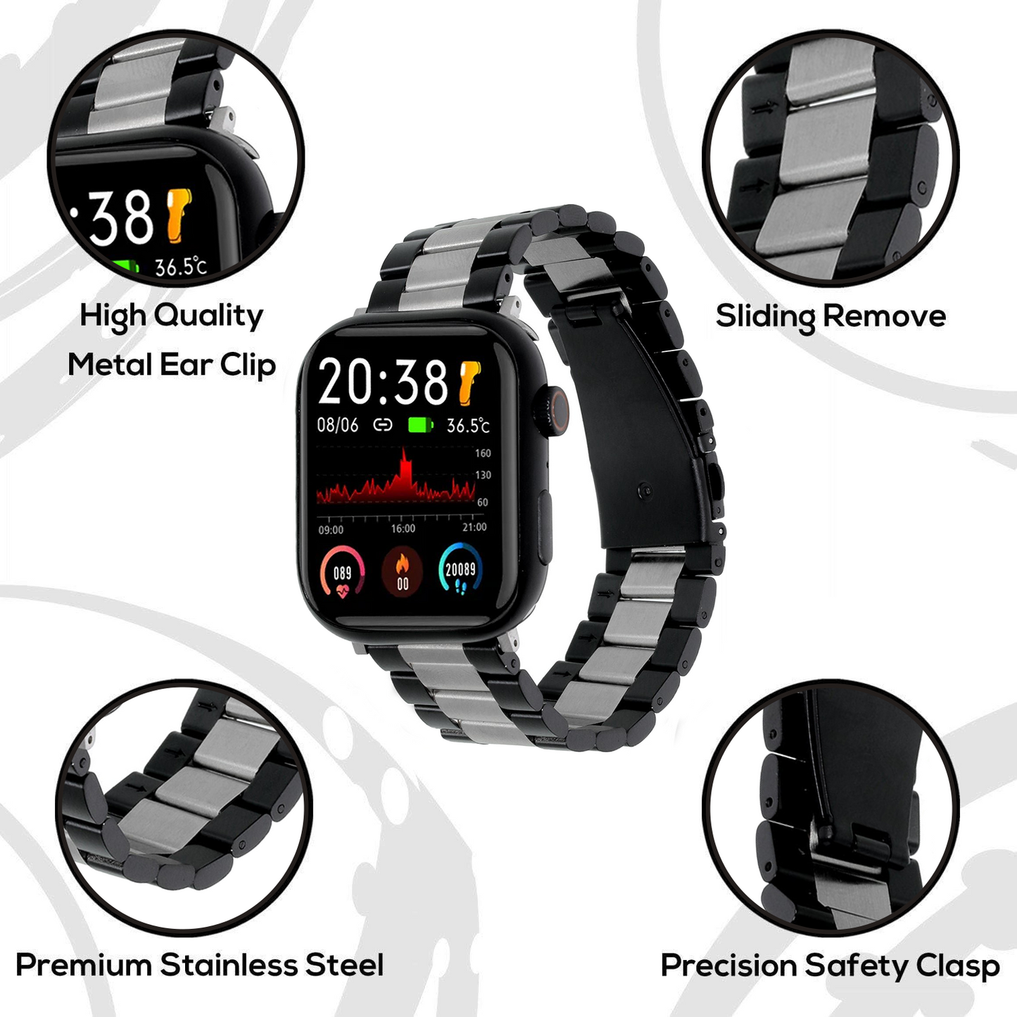 Omax Premium Quality Stainless Steel two tone coloured Watch Strap Compatible for Slim Apple Watch 41mm 40mm 38mm, Snake Apple Watch Strap for iWatch SE SE2 9 8 7 6 5 4 3 2 1, 41mm 40mm 38mm FMS106