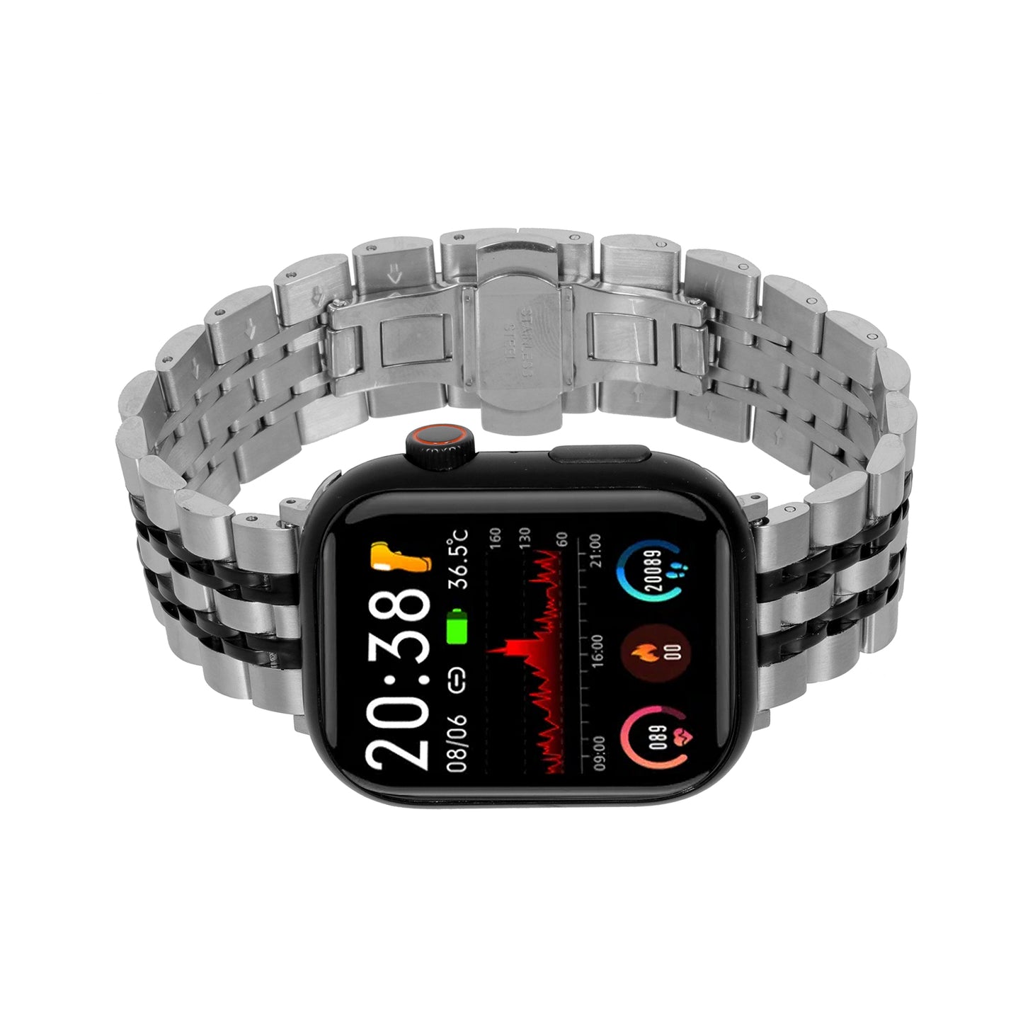 Omax Stainless Steel Metal Chain Bands Compatible with Apple Watch Band Ultra 2 49mm 45mm 44mm 42mm for iWatch Bands Ultra Series 9 8 7 6 5 4 3 2 1 SE SE2 FMS107