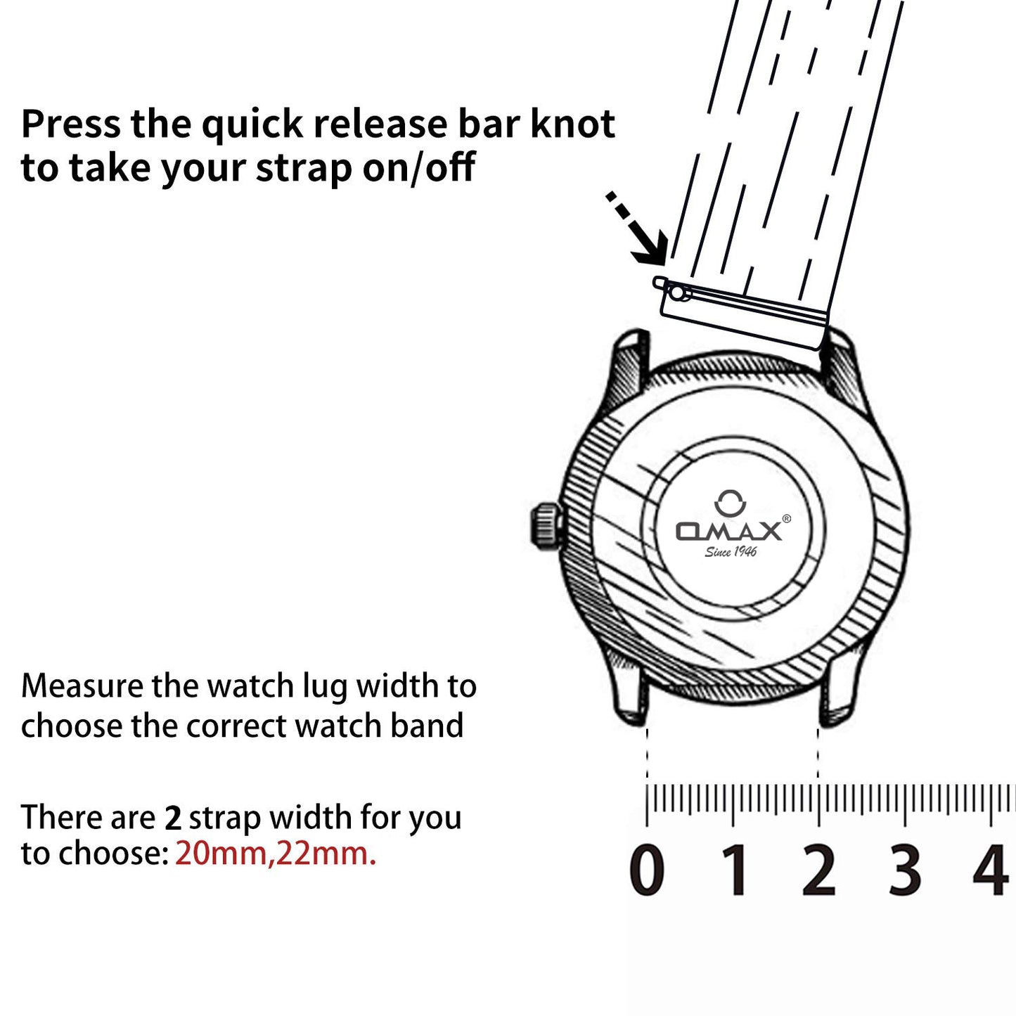 Blue Croco Genuine Leather Watch Strap with Silver Buckle | Quick Release | 22mm - detail view 1