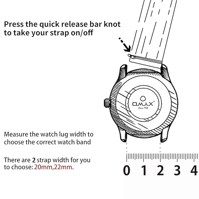 Boshek Black Genuine Leather, Black Buckle Watch Strap for Quick Release and Self Changeable - detail view 2