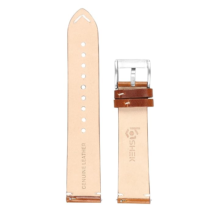OMAX Genuine Leather Watch Strap Premium Oil Pullup Watch Strap for Quick Release and Self Changeable (Silver Buckle)