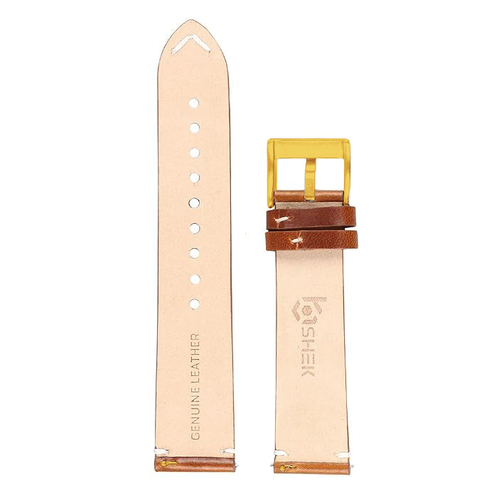 OMAX Genuine Leather Watch Strap Premium Oil Pullup Watch Strap for Quick Release and Self Changeable (Gold Buckle)