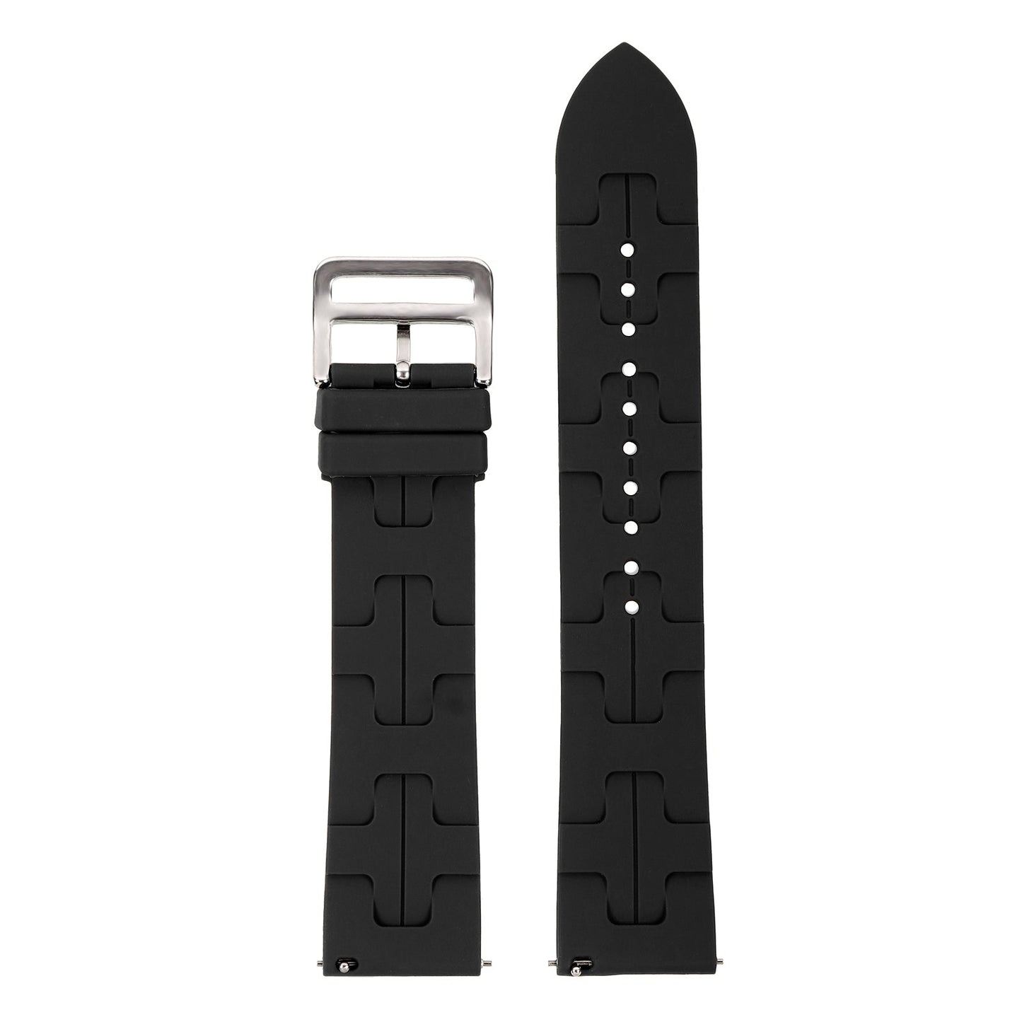 Omax 22 MM Black Color Ribbed Premium Grade, super flexible and smooth silicon watch strap and band compatible with All smart, digital and analog watches FSS03-BK-22-S
