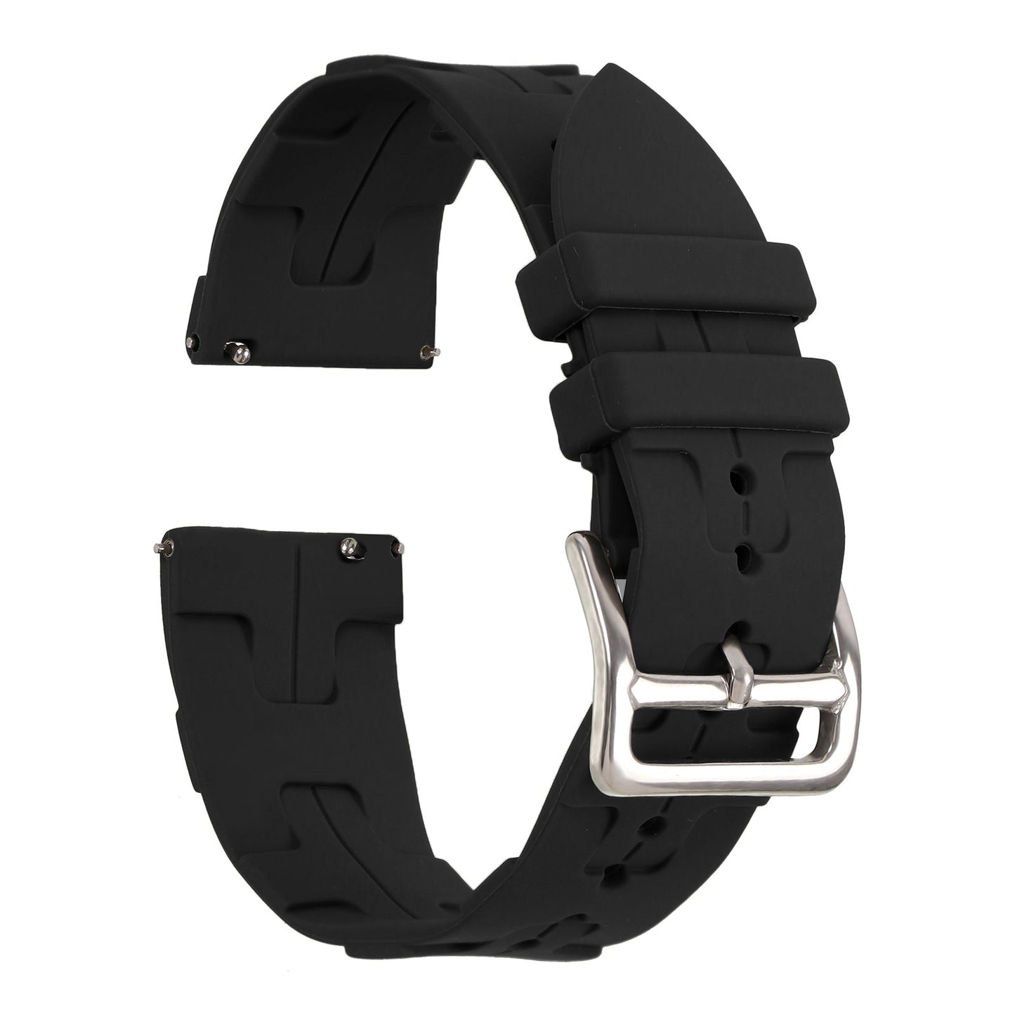 Omax 22 MM Black Color Ribbed Premium Grade, super flexible and smooth silicon watch strap and band compatible with All smart, digital and analog watches FSS03-BK-22-S