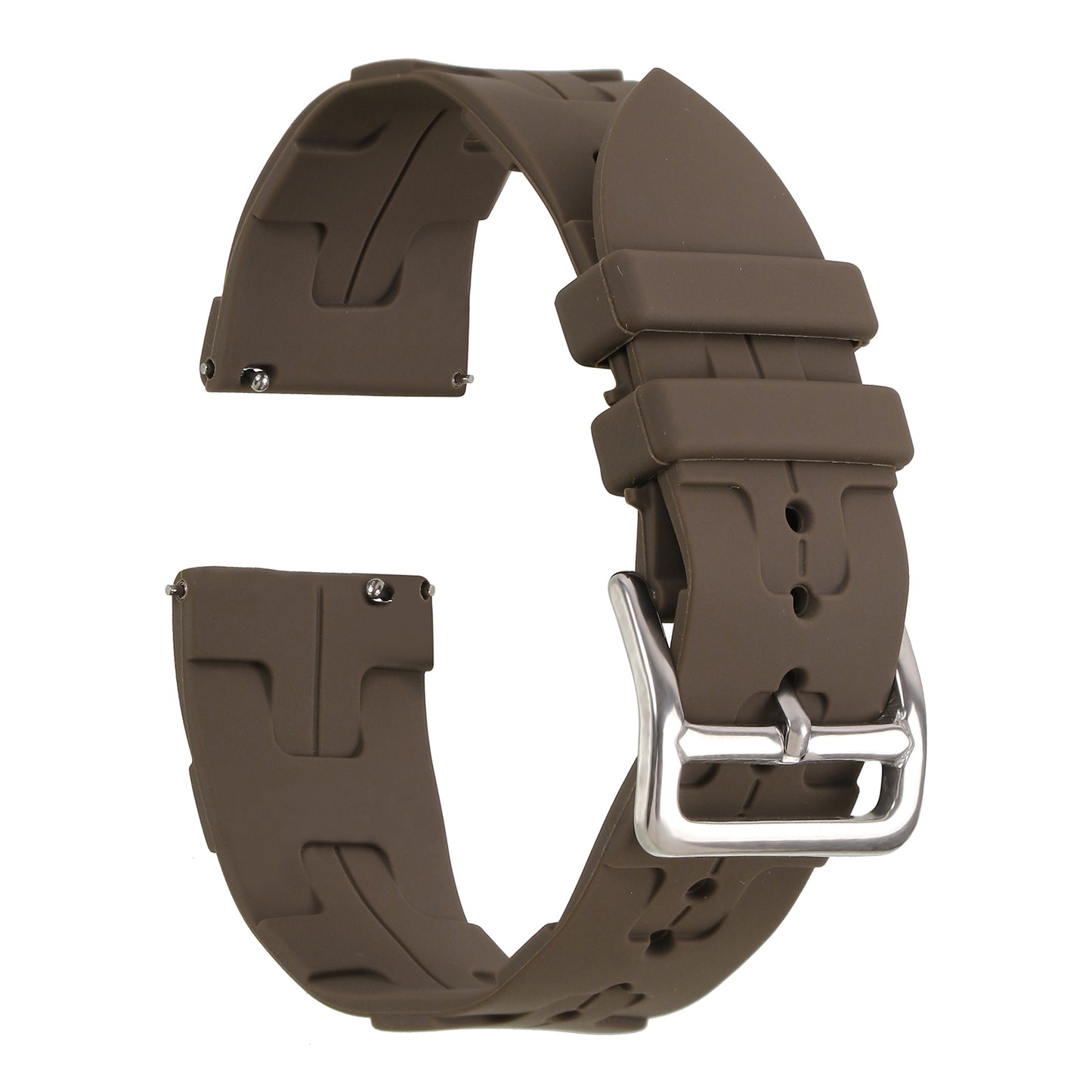 Omax 22 MM Brown Color Ribbed Premium Grade, super flexible and smooth silicon watch strap and band compatible with All smart, digital and analog watches FSS03-BR-22-S